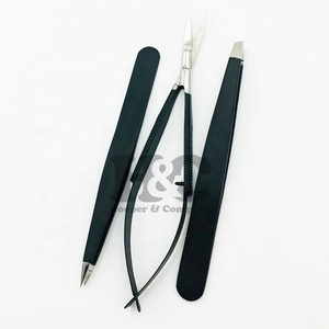 Pince à épiler noire professionnelle de haute qualité, ensemble de pinces à épiler noires, ciseaux en acier inoxydable, pince à épiler à ressort - Product Image 3
