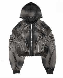 Sudadera con Capucha de Invierno de Alta Calidad, Diseño de Paneles en Capas con Múltiples Cremalleras, Estilo Oversize, Ecológica, Cyberpunk, Streetwear Personalizada - Product Image 1