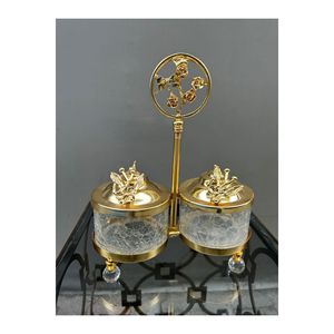 ฐานหินฝาทอง2ชิ้น100มล. ปลอดภัยต่ออาหารชามใส่ซอสขวดและขวดโหลเก็บของได้อย่างงดงาม - Product Image 1