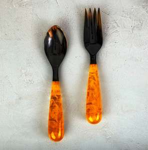 Woven Rattan <b>Wooden</b> Salad Spoons Set Top Selling <b>Wooden</b> And Resin Salad Server set and <b>Utensil</b> Handmade items - Product Image 6