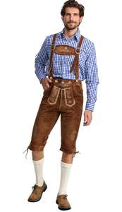 Shemax Trachten กางเกงขาสั้นผู้ชาย lederhosen สีเทา OEM แบบกำหนดเองใหม่บาวาเรีย Oktoberfest Lederhosen - Product Image 3