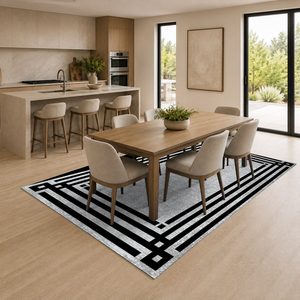 Tapis de salon LXDP-0780 RUGS DEPOT, gris argenté, traditionnel oriental, imprimé numériquement, lavable en machine, en chenille, antidérapant - Product Image 4