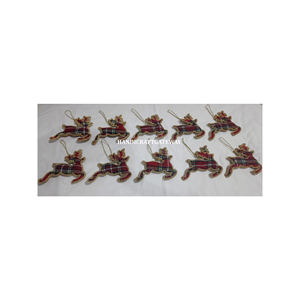 Gama de precios bajos, trabajo hecho a mano, bordado de Zari dorado con trabajo de cuentas para árbol de Navidad y adorno colgante decorativo para el hogar - Product Image 1