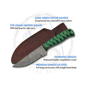 Couteau à lame fixe de haute qualité au design nouveau, lame en acier Damas, manche en bois coloré, couteau de chasse, couteau de camping en plein air - Product Image 2
