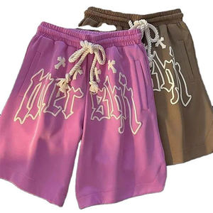 Vintage 100% coton personnalisé 3D mousse bouffée impression surdimensionné Streetwear Shorts athlétiques avec cordon de serrage taille hommes femmes unisexe - Product Image 1