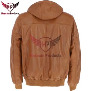 Blouson Bomber Homme en Cuir Véritable Marron Foncé avec Capuche, Épaulettes en Cuir de Vachette, Bordure en Tricot Côtelé, Style Classique Personnalisé, Vêtement d'Extérieur Chaud pour l'Hiver - Product Image 3