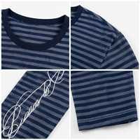 T-shirt unisexe rayé à manches longues, col rond côtelé, 100 % coton tricoté, lavé, anti-plis, coupe décontractée, style streetwear quotidien