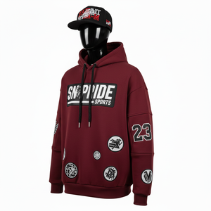 Sudadera con Capucha Reversible de Forro Polar con Parche de PVC Personalizado de Nuevo Estilo, Sudadera con Capucha Transpirable Ecológica de Invierno con Parche Bordado Básico - Product Image 4