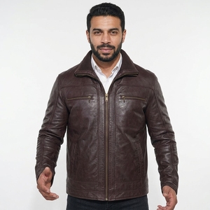 Factory Direct Men's Leather Winter Jacket Sleek Fit Smooth Finish Premium Quality <b>Waterproof</b> <b>Warm</b> Streetwear Outerwear Stylish - Product Image 1