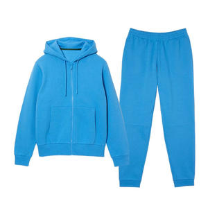 Conjunto Deportivo de Dos Piezas con Cierre y Cuello Alto para Hombre, Ropa Deportiva Azul con Franja Lateral y Bolsillos con Cierre, Logotipo Personalizado al por Mayor - Product Image 4