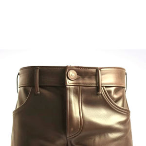 Shorts pour hommes en cuir véritable de haute qualité, design personnalisé 2025, couleur marron, shorts décontractés tendance pour club - Product Image 6