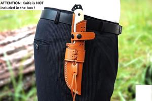 Premium Cowhide Leather Waterproof Durable Hunting <b>Knife</b> <b>Sheath</b> OEM Size Logo Available Fixed Blade Holster Manufacturer Direct - Product Image 3