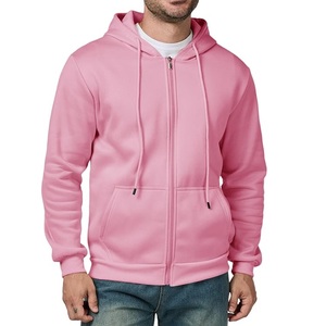 Precio al por mayor Servicio OEM Hombres 100% Algodón Manga larga Hombro Pendiente Cuello Cinta Color sólido Cómodo Zip Hoodie Bangladesh - Product Image 1