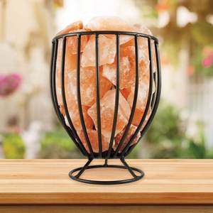 Cesta de barra de hierro redonda alta del Himalaya con trozos de sal en tamaños personalizados, lámpara de sal de cristal del Himalaya, lámpara de sal del Himalaya - Product Image 4