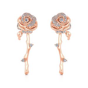 Jeulia Flowering Rose <b>Stud</b> Earrings Rose Gold Tone Sterling <b>Silver</b> - Product Image 1