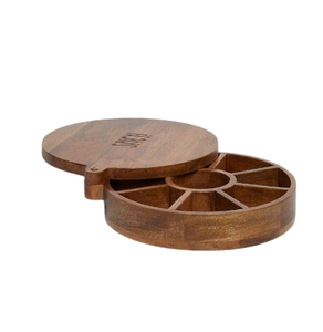 Boîtes à épices artisanales en bois imprimé Design couvercle traditionnel cuisine conteneur de stockage pour épices et herbes à des fins d'organisation - Product Image 5