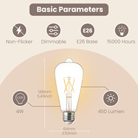 Fabricant direct ampoule à filament LED Edison 4W E26 110V ST21 450LM verre à intensité variable sans scintillement ampoules LED CUL résidentiel