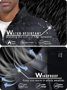 Men's Ultra <b>Lightweight</b> Winter Bomber <b>Jacket</b> Water-Resistant <b>Packable</b> Puffer with Custom Logo Breathable and Zipper Closure - Product Image 3