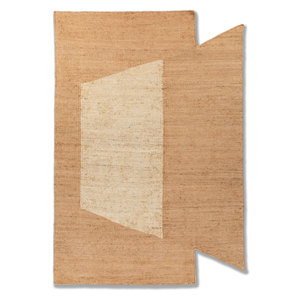 พรมปูพื้นสีน้ำตาลเบจ ลายทอแบบเรียบ ทำจากปอกระเจา ทำมือ ลายแบบนามธรรม รูปทรงสี่เหลี่ยมผืนผ้า สำหรับบ้าน ห้องโถง ห้องนั่งเล่น ห้องนอน-PDJT-385 - Product Image 1