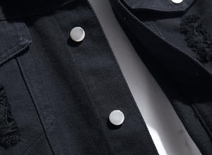 Veste en jean délavée personnalisée avec logo pour homme, veste en jean multi-poches, manteau décontracté pour homme - Product Image 5