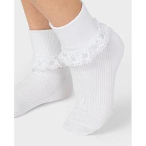 Lot de 6 chaussettes d'hiver en coton mélangé pour filles, dentelle côtelée, à poignets tournés, tricotées en blanc, antidérapantes, jetables à la cheville haute - Product Image 3