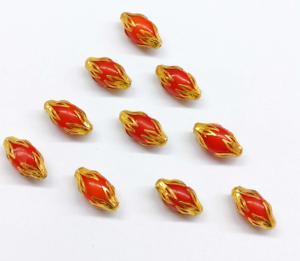 Perles de verre Lotus rouge 20x10mm avec capuchons dorés Perles décoratives pour la fabrication de bijoux et l'artisanat - Product Image 1
