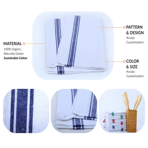 Paños de Cocina de Algodón Orgánico, Diseño de Rayas Vintage, Estilo Retro, Técnica de Tejido, 100% Algodón Orgánico, Sin Pelusas, Absorbente de Agua - Product Image 2