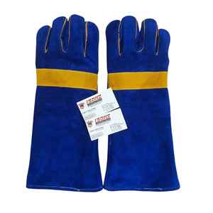 Gants de soudage en cuir suédé bleu vache, résistants, pour le travail TIG MIG, avec protection anti-chaleur, anti-coupure, anti-impact, antidérapants, durables - Product Image 5