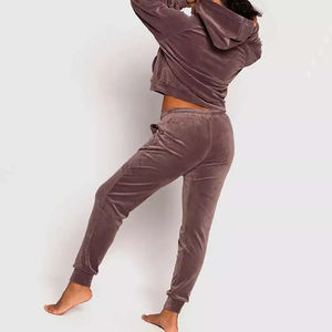 Ensemble de survêtement en velours de haute qualité pour femmes et hommes, élégant, 2 pièces, sweat à capuche et pantalon zippés, taille oversize - Product Image 3