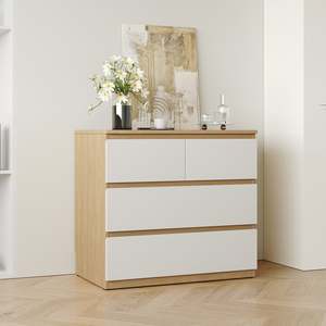 Modern 4-Drawer Bedroom <b>Storage</b> Chest, Minimalist Wood Dresser <b>Cabinet</b>, Versatile Organizer Unit for Bedroom and Home Interior - Product Image 2