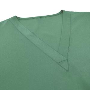 Conjunto de Uniforme Médico de Estilo Básico, Blusa de Algodón y Poliéster con Cuello Redondo, Pantalones con Cintura Elástica, Tela Tejida, Ropa de Trabajo Resistente - Product Image 5