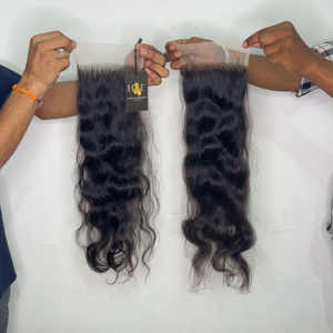 Paquet de cheveux humains tissés temple indien brut fermeture en dentelle bouclée faisceaux ondulés profonds frontaux avec fermeture frontale en dentelle HD - Product Image 2