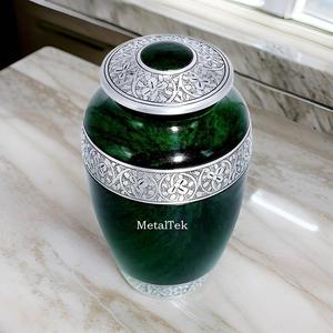 ที่ใส่เถ้ากระดูกทำจากโลหะอลูมิเนียมสีเขียวสลักลายดอกไม้สำหรับตกแต่งในพิธีศพ - Product Image 6