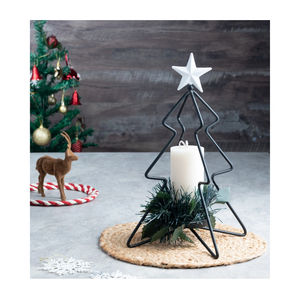Bougeoir en métal en forme d'arbre classique Bougeoir noir Joyeux Noël et bougeoir décoratif festif au meilleur prix - Product Image 1