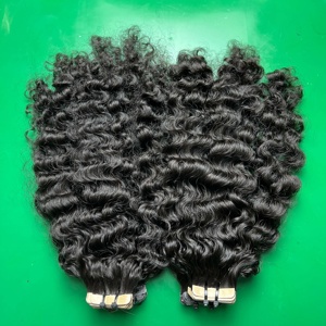 ราคาขายส่ง คุณภาพสูง ผมแท้ธรรมชาติ 100% แบบเทป  ผมหยิกแบบ Kinky Curly ต่อผมแบบเทป ผมแท้เวียดนาม - Product Image 2