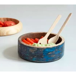Lot de 4 bols à collation ronds en bois et Meena Work Handi Crafted Eco Friendly Tableware Kitchenware Salad Serverware Bowl - Product Image 5