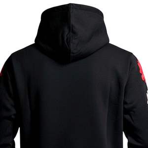 <b>Black</b> Pullover <b>Hoodie</b> <b>for</b> <b>Men</b> Heavyweight Cotton Fleece Printed Sleeve Design Hooded Sweatshirt Streetwear OEM - Product Image 5