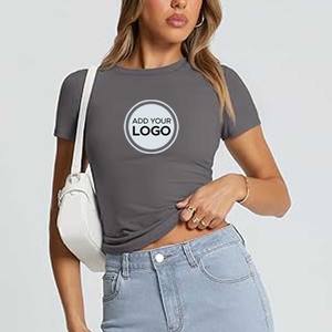 T-shirts pour femmes en vrac, coton ras du cou Scoop T-shirts à manches courtes T-shirt à col rond pour femmes - Product Image 4