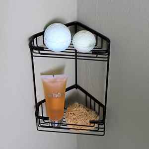 Jabonera Doble de Esquina para Ducha, Negra, con Soporte para Estante de Baño - Product Image 3