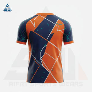 Uniforme de Fútbol de Verano de Secado Rápido, Manga Corta, Ajuste Atlético, Duradero, 100% Poliéster, Antibacteriano, para Uso en Clubes y Ligas, Azul/Naranja - Product Image 3