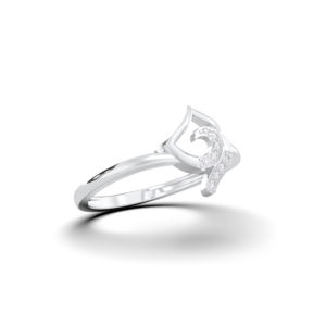 0.04 Carat E-F/VVS-VS Lab Grown Round Cut Diamond Prong Set Fancy Symbolic Om Ring Solid Platinum Unisex - Product Image 3