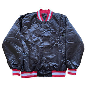 Vente en gros Bomber noir vestes pour hommes Streetwear broderie rouge rayé Varsity veste de baseball pour hommes mode Hip Hop vêtements d'extérieur - Product Image 1