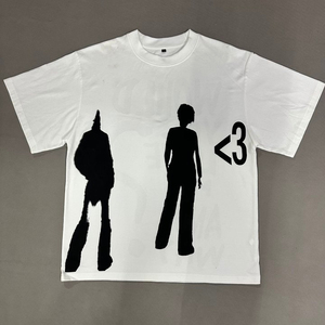 เสื้อยืดคอกลมผ้าคอตตอนโอเวอร์ไซส์สำหรับผู้ชายพิมพ์ลายไหล่ตกออกแบบแนวสปอร์ตตามสั่ง - Product Image 1