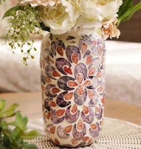 Venta al por mayor hecho a mano moderno madreperla incrustaciones florero decoración del hogar florero de lujo Decoración de mesa florero - Product Image 4