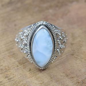 Bague Larimar Gemstone Promise Ring 925 Sterling Silver Jewelry Sterling Silver Handmade Boho Style Solid 925 Stamp Ring Jewelry - Product Image 5