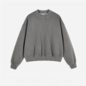 Sweat-shirts à manches longues en coton 100% à col rond surdimensionné, design et logo personnalisés, hauts à épaules dénudées pour unisexe - Product Image 2