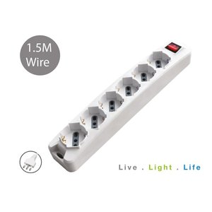 Ciabatta a 6 vie 10/16A Schuko con cavo da 1.5 metri, Max 3500W, spina laterale 16A, forniture SKU-8713-elettriche - Product Image 1