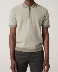 Pull polo élégant de luxe en tricot pour hommes, streetwear 100% en coton doux avec logo personnalisé et broderie - Product Image 1