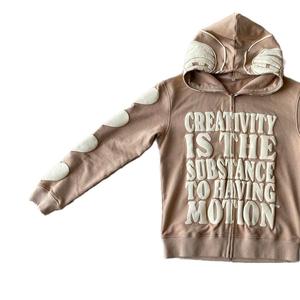 Chándales de peso pesado Sun Faded Distressed Vintage Puff Print Oversized Drop Shoulder Streetwear Custom Logo Pullover Hoodies - Product Image 2