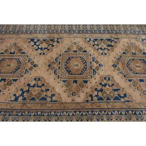 Alfombra Turca Vintage Grande de 5.1x10.1 pies, Alfombra de Lana con Borde Azul - Product Image 4